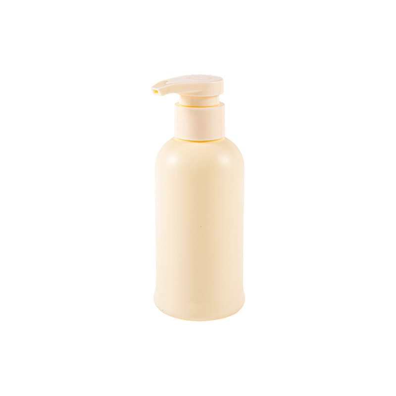 Bouteille ronde en PE de shampoing blanc laiteux simple de 380 ml